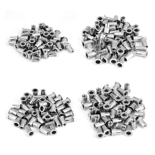 200 stk gjengede innsatser M3, M4, M5, M6 304 rustfritt stål blindnaglemuttersett