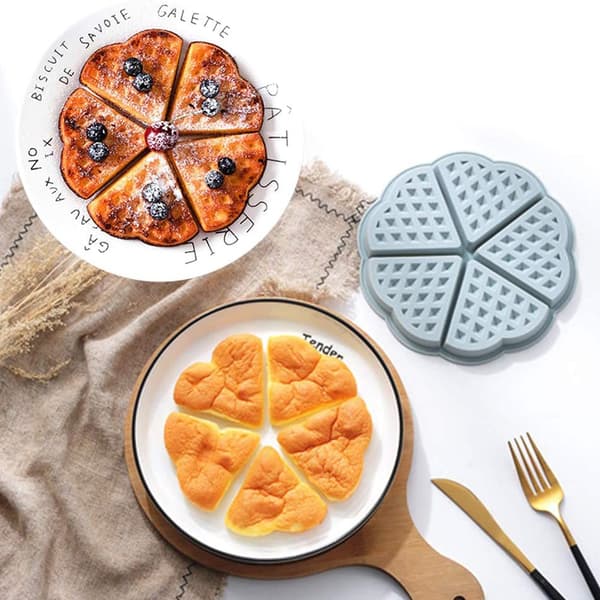 2 STK Silikon Vaffelform 5 Hulrom Hjerteformet Kake Muffin Pannekakeform for Bakeverktøy