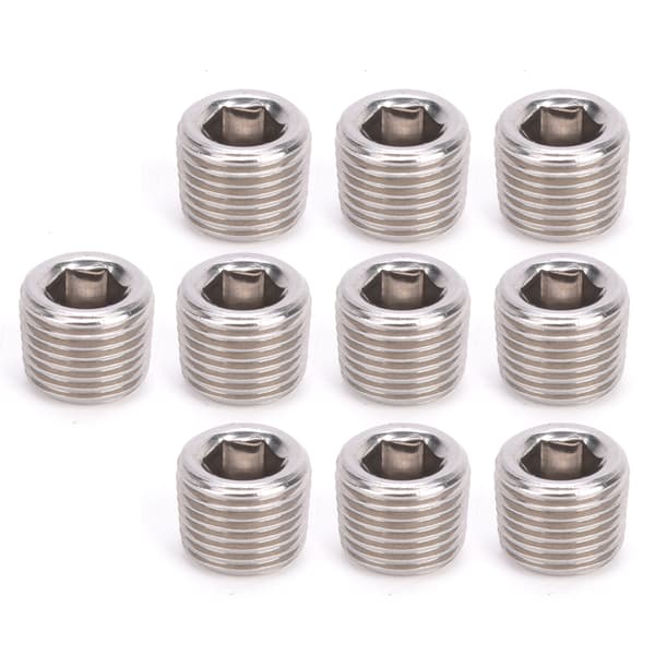 10 stk. 304 rustfritt stål rørfittingsplugg Hode Hann-gjenge BSPP Hex-plugg Hode 1/8in