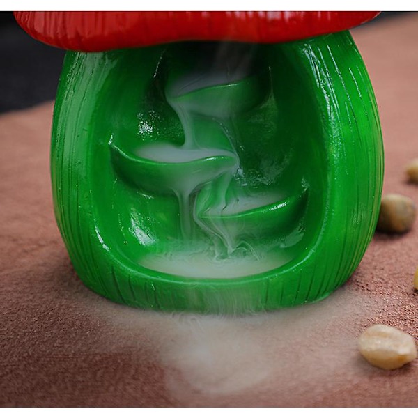12*10cm Søte Sopper Røkelsesbrenner Foss Bakover Røkelsesbrenner Kreativ Resin Øse Teseremoni Sandeltre Hjem Bakstrøm Grønt Resin Materiale