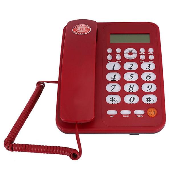 Rød Bordtelefon Hjem Erhverv Fastnet Kablet Telefon Opkalds-ID Fast fastnettelefon