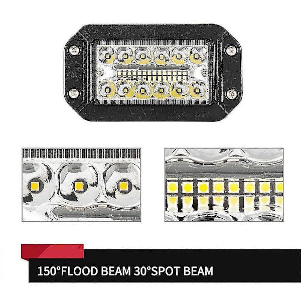 2 stk. 12V 6 tommer planmonteret arbejdslys 26 LED super kraftig spotlight bilforlygter-B15