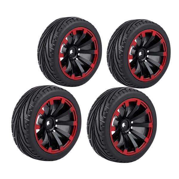 4st Set Däck Gummi Racing Off Road Fordons Hjul Fälg för RC 1:10 Bildel (10 Hål)