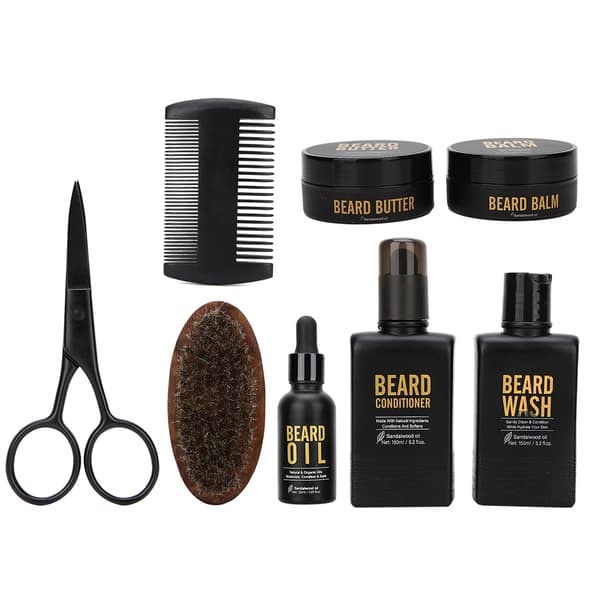 8 delar skäggvårdskit Skäggborste Sax Återfuktande Rengöring Styling Set