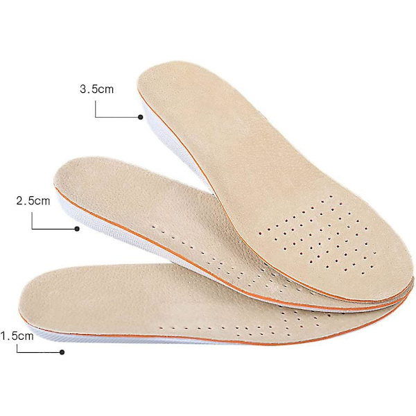 Höjande innersulor för män och kvinnor - Bekväma andningsbara läder casual skor (Storlek S - 35-40 EU, Klackhöjd 3,5 cm)