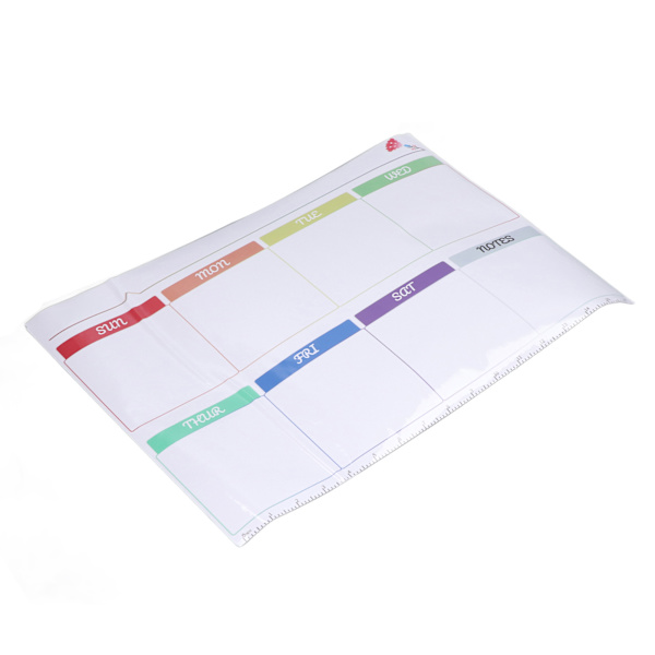 Ugentlig tør-slet tavle 16,5x11,8in ugentlig plan whiteboardsticker med viskelæder til køleskabsplanlæggere
