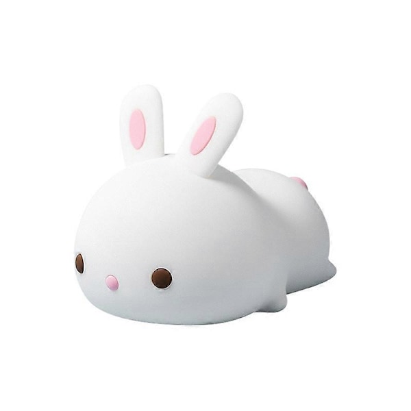 Söt Squishy Kanin Nattlampa - Silikon Kaninungar Husdjur Barnkammare Färgskiftande LED Dekor Sovlampa med Touch Sensor och Fjärrkontroll f