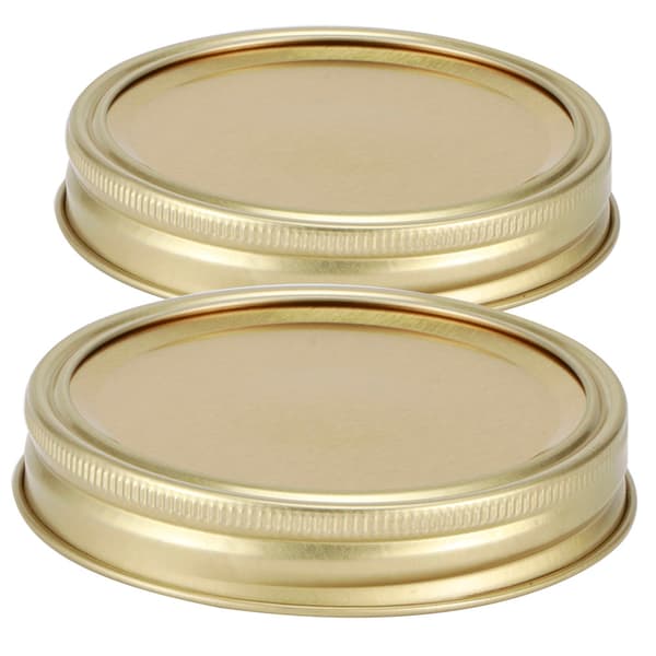 Opdelte miniglaslåg i rustfrit stål, beholderforseglingslåg til opbevaring af krydderier og honning (20 stk. 70 mm guld cirkulær ring + dækplade)