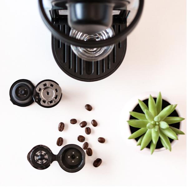 Påfyllningsbar och återanvändbar kaffekapsel i rostfritt stål med kromplätering, passar till Nespresso