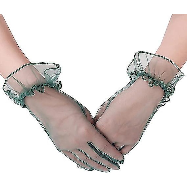 Elegant Green Short Gloves for Proms, Tea Parties, and Weddings