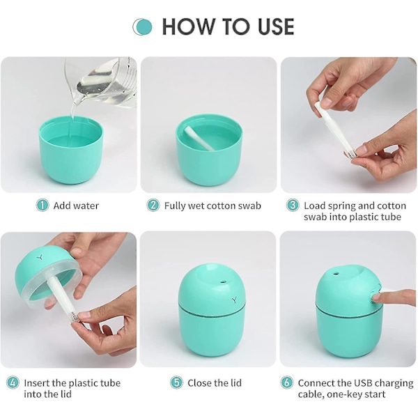 Luftfukter, Andoer 220ml Stille Luftfukter, Baby Luftfukter Med USB Nattlys Vannfri Luftfukter Automatisk