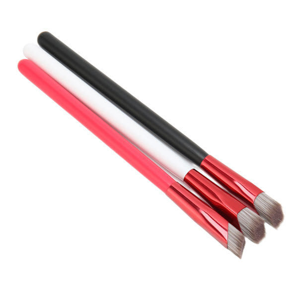3ST Brow Concealer Contour Brush Grått hår Rött Vit Svart Handtag Vinklat Tunt Set