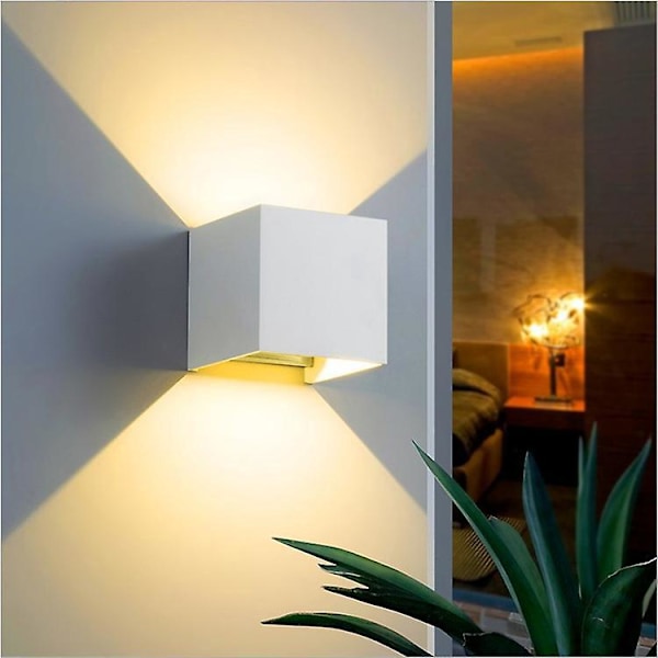 Justerbar utendørs vegglampe - Vanntett IP65, 2 stk, 10W, 3000K LED-vegglamper for soverom, hjem, gang