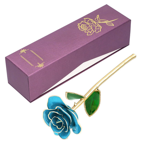 24K gullforgylt roseblomst himmelblå for valentinsdagdekorasjoner ornamenter håndverk