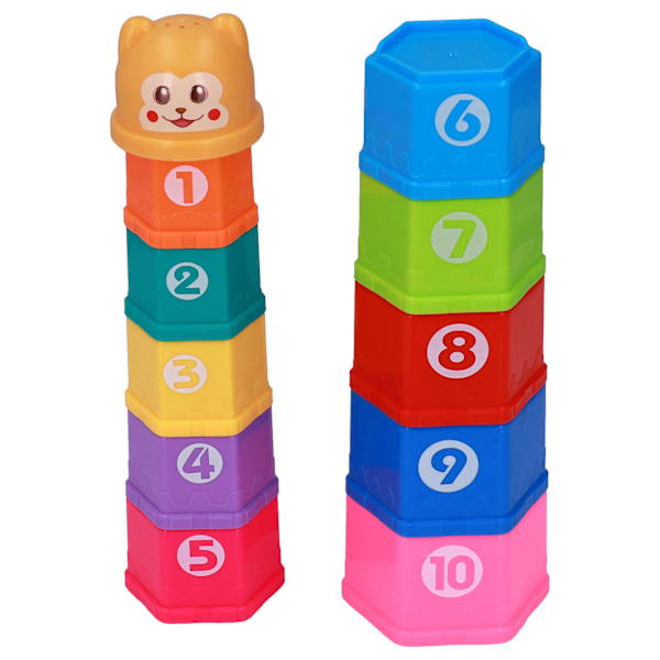 Baby Stapelkopp Barn Cartoon Hexagonal Nummer Brev Stapelkopp Badleksak Födelsedagspresent