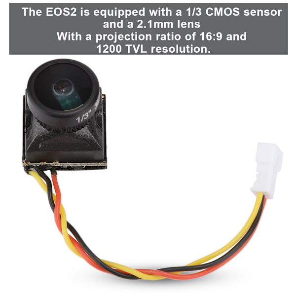 Turbo Eos2 2.1mm objektiivi 1200TVL CMOS NTSC automaattinen vahvistuksen säätö Mini FPV kameraMusta