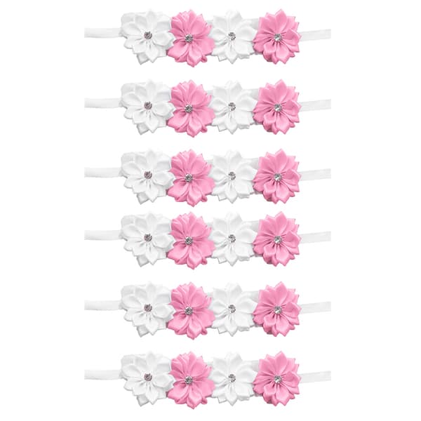 6 stk. smuk brud brudepiger simulation bånd håndledsblomst bryllupsdekoration tilbehør (lyserød hvid)