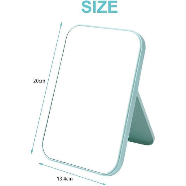 20*13,4 cm Foldbart Makeup Spejl, Bordplade Vanity Spejl Bærbart Rektangulært Makeup Rejsespejl med Stativ (Stor-Nordisk Blå)