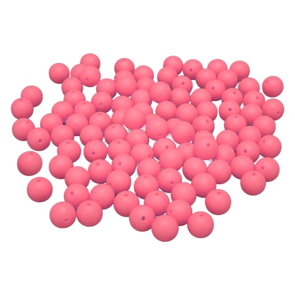 105 stk 15 mm silikonperler Bulk runde silikonperler Løse perler til armbånd Halskjede nøkkelring Making Baby Pink