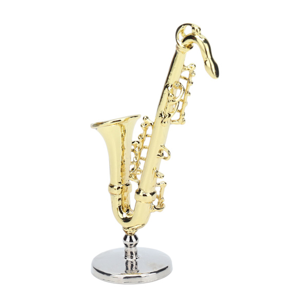 Dockhus Saxofon Mini 1:6 Levande Utsökt Miniatyr Musikinstrument med Bas för Barn Leksak Dekoration Present