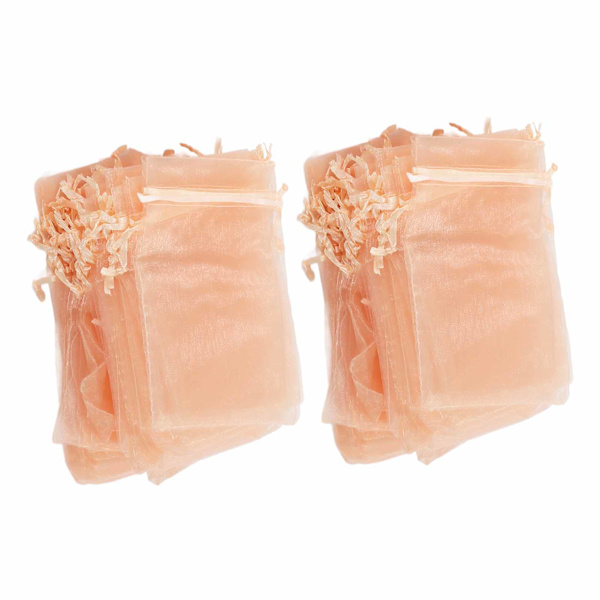 100 STK Organza tasker 10x15 cm Gennemsigtige snoregaveposer Mesh bærbare smykkeposer snøre til bryllup Rose guld