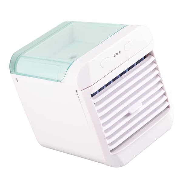 Bærbar Aircondition Mini Køleventilator Luftkøler 3 Vindhastigheder Skrivebords USB-drevet Luftfugter Natlys Ventilator Blå