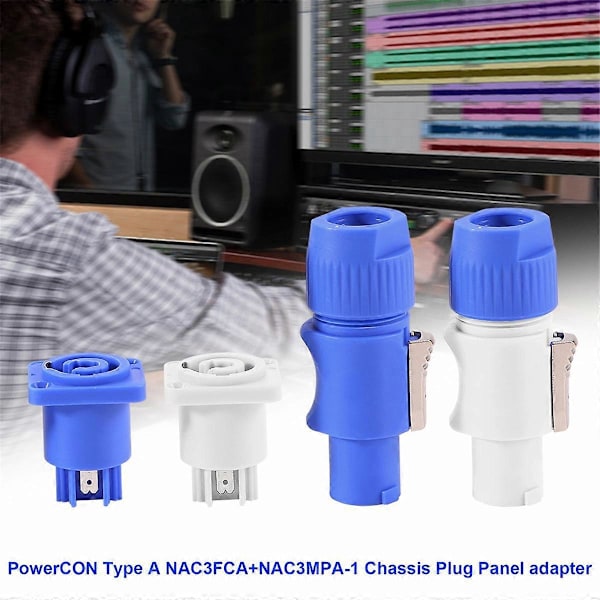 20-pack PowerCON Typ A NAC3FCA+NAC3MPA-1 Chassi Kontakt Panel Adapter