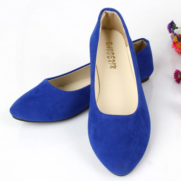 Ballet Slip On Suede Flat Loafers til kvinder 38 Blå