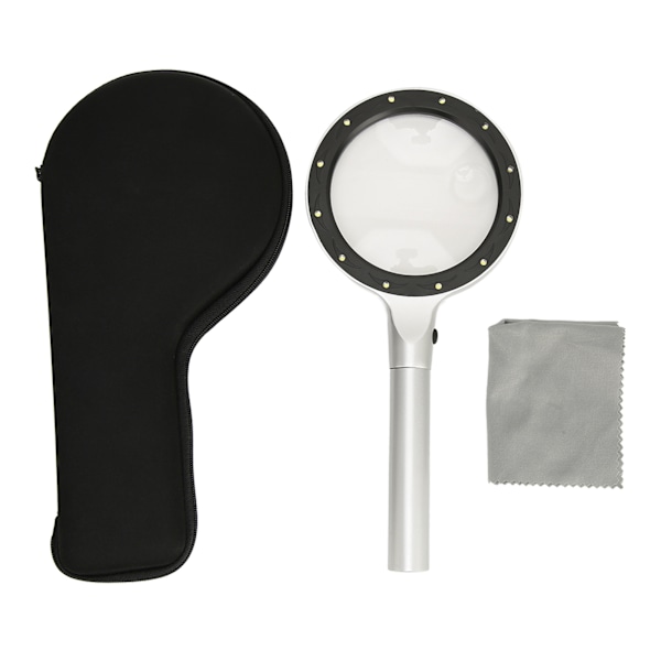 Magnifying Glass with 12 LED Lights 5X 10X Lighted Large Magnifying Glass Handheld Two Brightness Level Magnifier