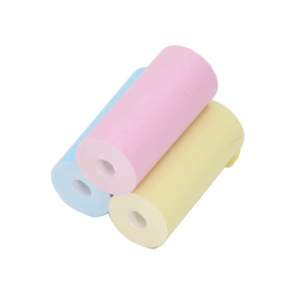 3 rullar termopapper minitermopapper gul blå rosa för etikettfoto 57x25mm