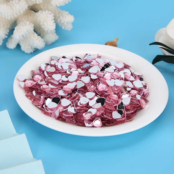 1000 stk. Point Back Rhinestones DIY Bryllupssmykker Tøj Armbånd Tilbehør 8mmPink
