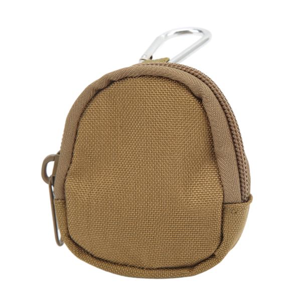 Mini avainlaukku, kannettava, kulutusta kestävä, 1000D pyöreä nylonkantolaukku, jossa kolmiolukko ulkokäyttöön, kuulokkeet, ruskea