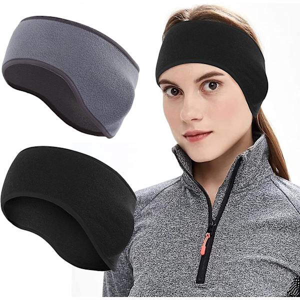 Varmt og koselig hodebånd for vinterører - 2-pakning, lett og elastisk, full øredekning, unisex for voksne
