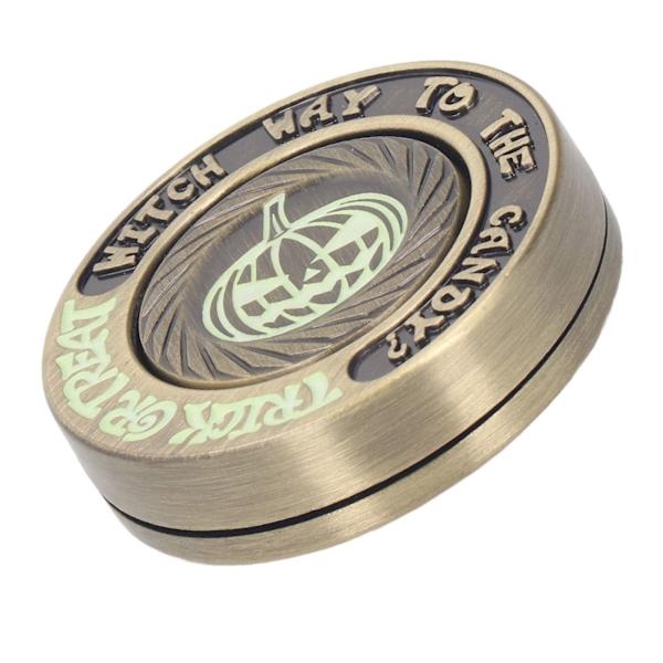 Metal Slider Sensorisk Legetøj Rund Form Glød i Mørket Lindre Stress Fingerspids Push Slider Legetøj Guld