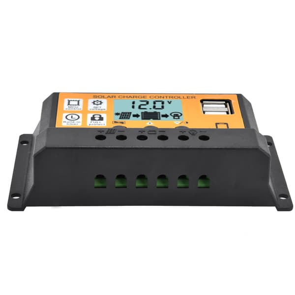Smart opladningscontroller solpanel dobbelt USB 3-trins PWM opladningskontrolregulator 12V/24V20A