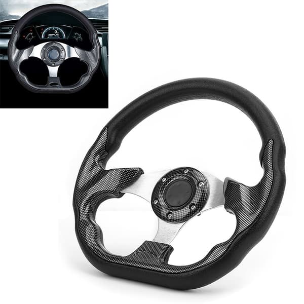 320MM Universal Bilrattstyre Kolfiber Stil Racing Drift med Hornknapp