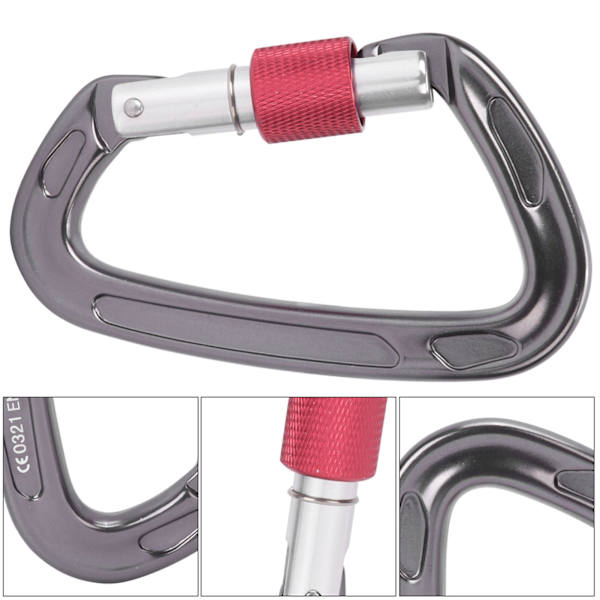 7075 Flygplansaluminium Master Lock Karbinhake D Ring Säkerhetsspänne Säkerhetsutrustning för Utomhusklättring Camping Grå