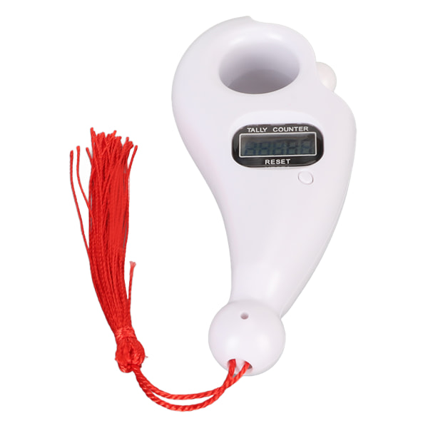 Digital Beads Counter LCD-skärm Lågt brus Portabel Digital Buddha Beads Counter med tofs för Meditation Avslappning Vit