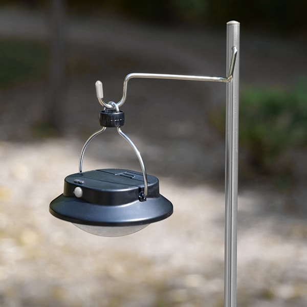 Camping Ljusstolpe Aluminiumlegering Dubbel Användning Fällbar med Spikar Bordslampa Stolpe för Mark Utomhus Picknick Grå