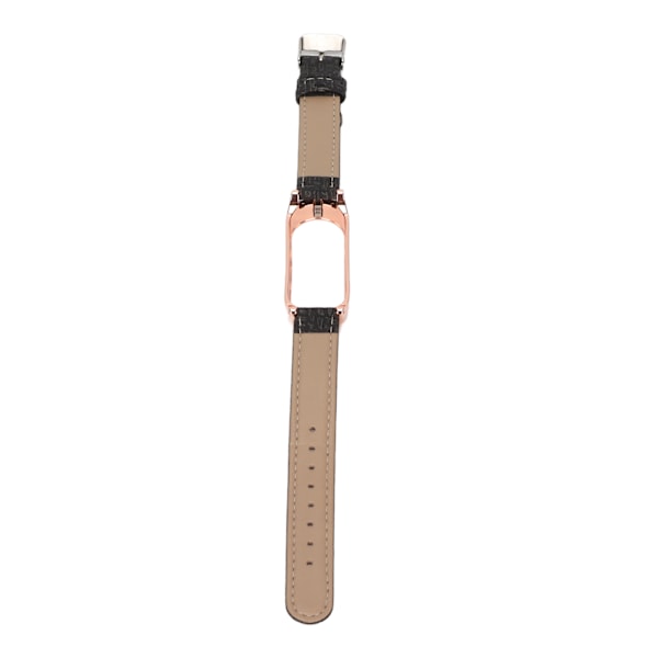 Smart armband i läder och metall med anti-förlustfunktion för Mi Band 6 5 NFC - Svart + Guld