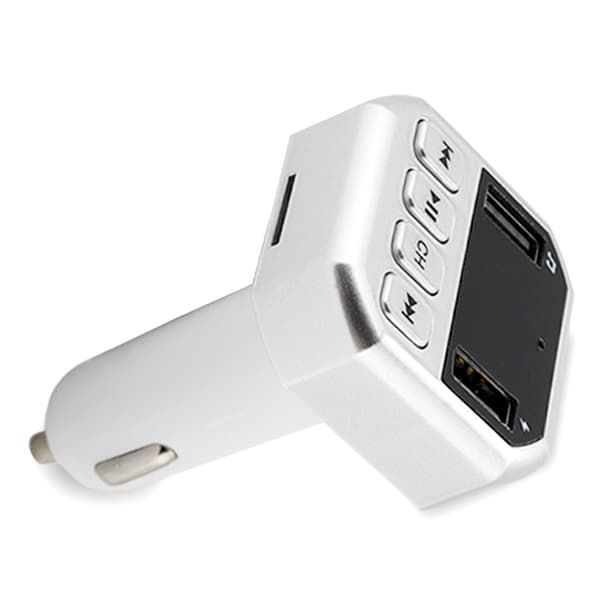 CARB8 Bil FM-sender Bluetooth HD MP3-spiller Håndfri ringesett USB-lader (sølv)
