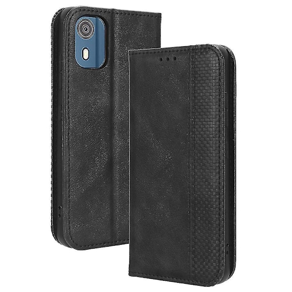 Kompatibelt Nokia C02 Magnetiskt PU Läder Mobilskal Stötsäkert Ställ Plånboksfodral-K
