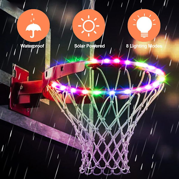LED Basketballkurvlys Fjernkontroll Basketballkurv LED Lys 4 Moduser 16 Farger Vanntett for Trening Spiller Utendørs om Natten
