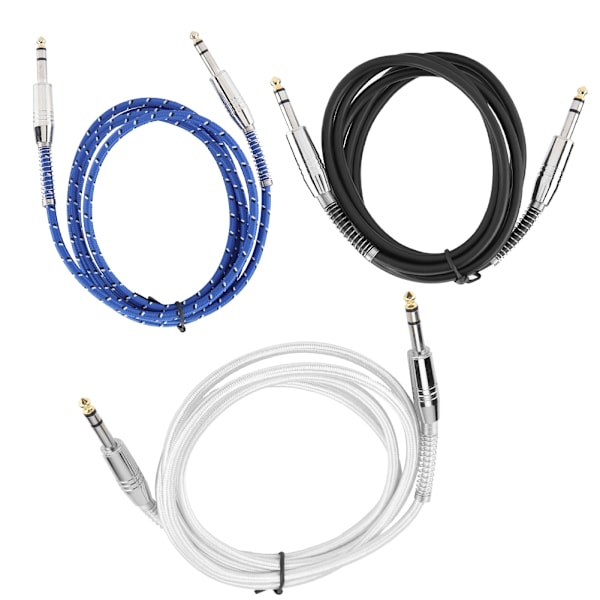 3pcs 6.35mm Male to Male Car Shielded Audio Line Electric Guitar Cable 1.8m