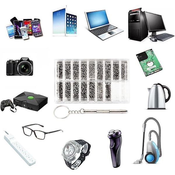 1000 st Mikro Glasögon Solglasögon Klockor Glasögon Skruv mutter Multifunktionell Telefon Surfplatta Skruv mutter Skruvmejsel Reparation Med Rengöringsduk