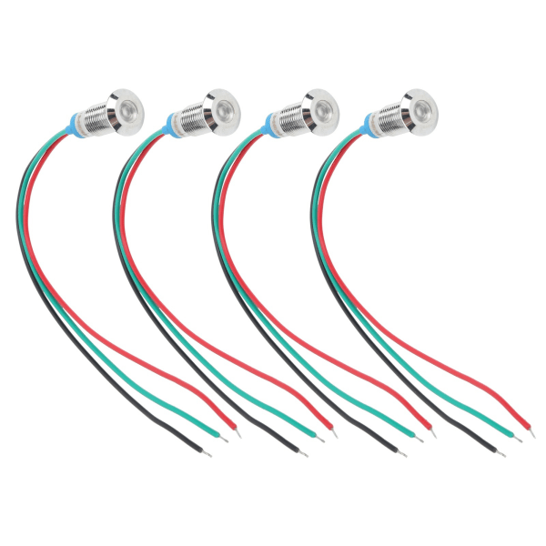 4 sæt metal LED-indikatorlys Fælles katodelampe Industrielle kontrolkomponenter 8 mm 12‑24VRed og grøn