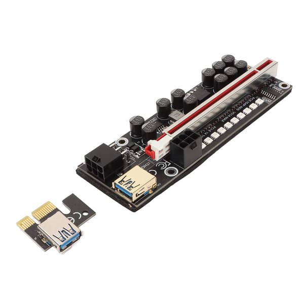 PCIE Riser Strömadapterkort 6-stift Kompatibel 1X 4X 8X 16X PCIE-gränssnitt Plug and Play USB Riser Strömadapterkort Svart