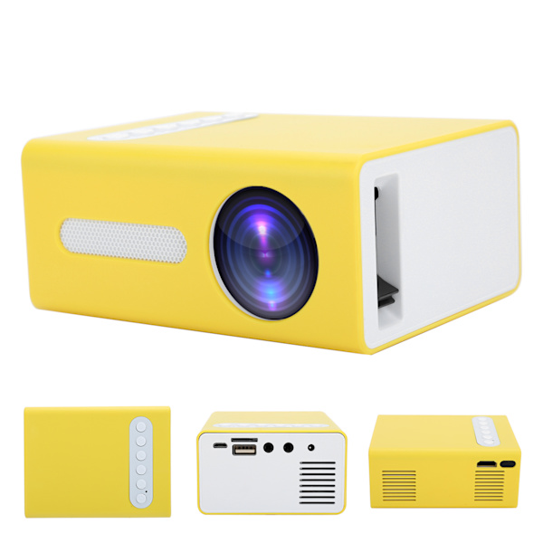 Husholdningsprojektor AV bærbar LED Mini CrossBorder med fjernbetjening 110240V (Jaune Prise EU)