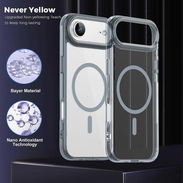 Til iPhone Air Cover Kompatibel med MagSafe TPU + PC Gennemsigtig Telefoncover Grå Titanium Grey Titanium Grey