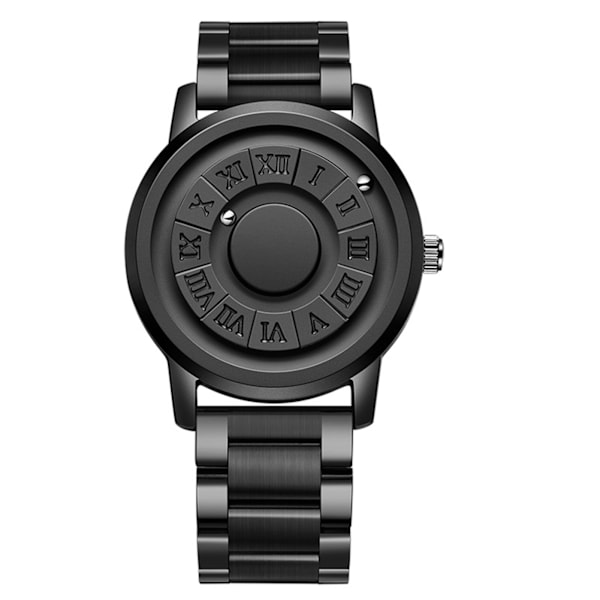 Watch Magnetic Ball Pointer Quartz Watch Mode Watch Mekanisk Watch for Home Business Svart stålband